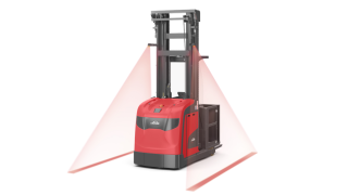 Die Lichtlösung Red Warning Lines verbessert die Sichtbarkeit. Die Lichtlösung Red Warning Lines von Linde Material Handling.